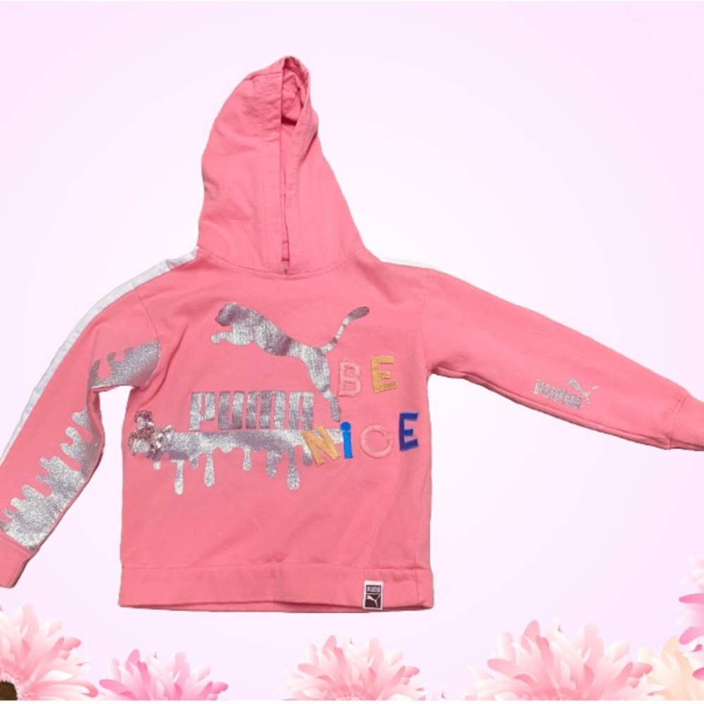 Puma Pink Graphic Kids Hoodie - Picture 2 of 6